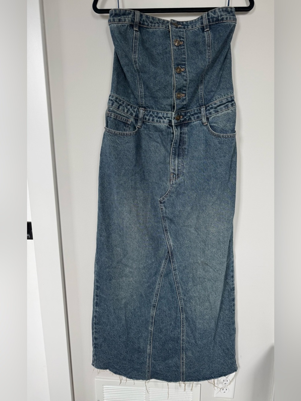 Lioness Mid-Blue Strapless Denim Dress